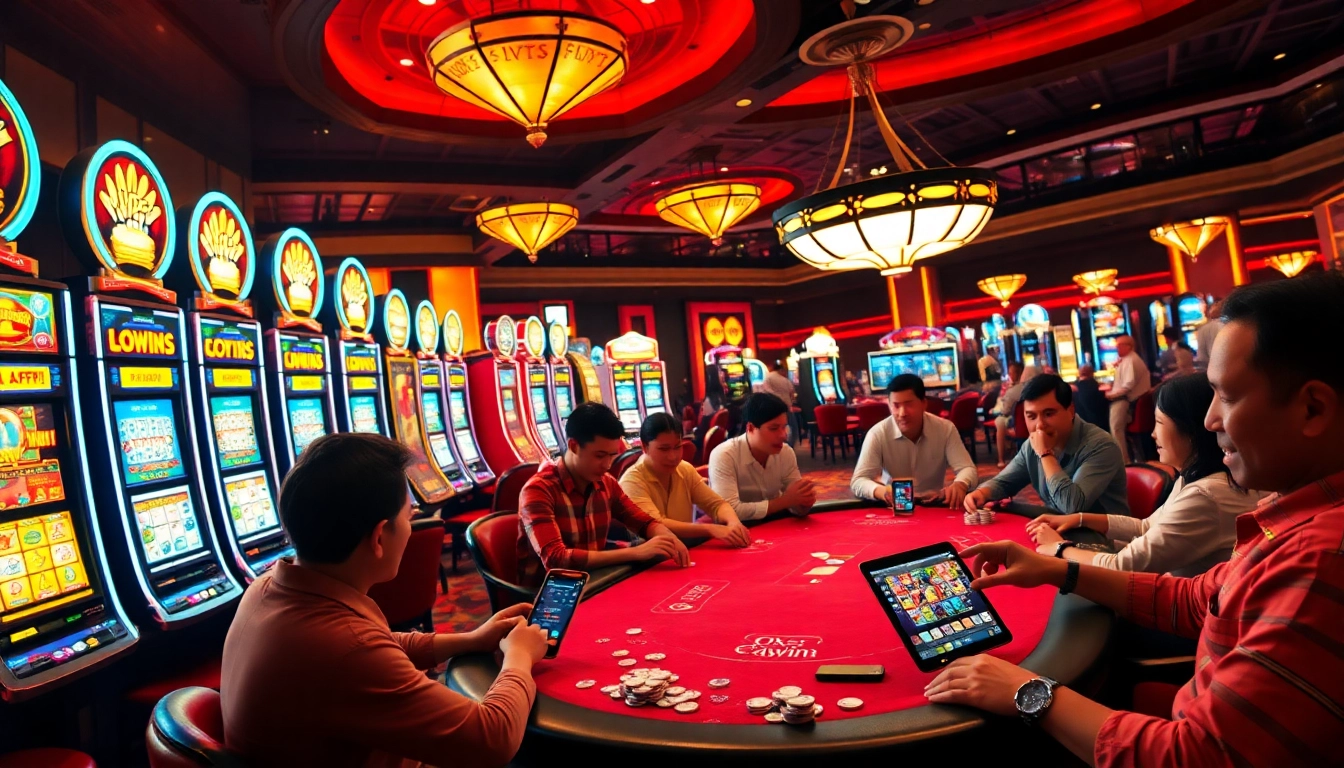 Experience the thrilling atmosphere of a casino with okwin app interactive slots and poker games in action.