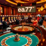 Players gathered around the ea77 roulette table, experiencing the thrill of high-stakes betting.